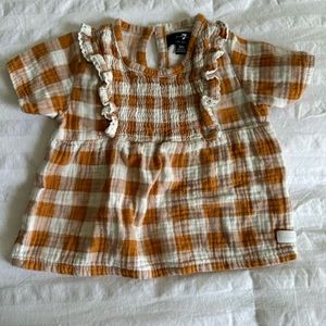 Baby girl golden brown gingham top